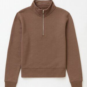 Half Zip Sweatshirt in Mocha Brown for Women - The Label